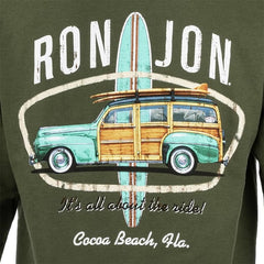 Ron Jon Cocoa Beach FL Distressed Vintage Woody Hooded Fleece