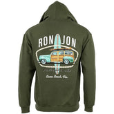 Ron Jon Cocoa Beach FL Distressed Vintage Woody Hooded Fleece