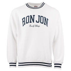 Ron Jon White Varsity Crew Neck Pullover