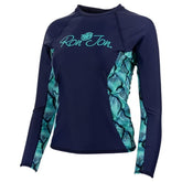 Ron Jon Women's Navy Aqua Long Sleeve Rash Guard