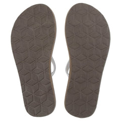 Ron Jon Women's White and Brown Thin Strap Sandal