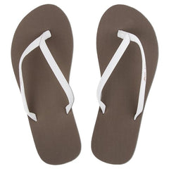 Ron Jon Women's White and Brown Thin Strap Sandal