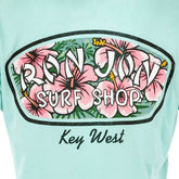 Ron Jon Women's Key West FL Distressed Hibiscus Badge Tee