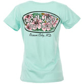 Ron Jon Women's Ocean City MD Distressed Hibiscus Badge Tee
