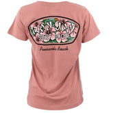 Ron Jon Women's Pensacola Beach FL Distressed Hibiscus Badge Tee