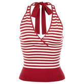 Sofie the Label Women's Red Striped Halter Top