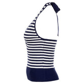 Sofie the Label Women's Navy Striped Halter Top