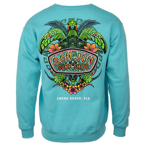 Ron Jon Cocoa Beach FL Neon Sea Turtle Crew Neck Sweatshirt