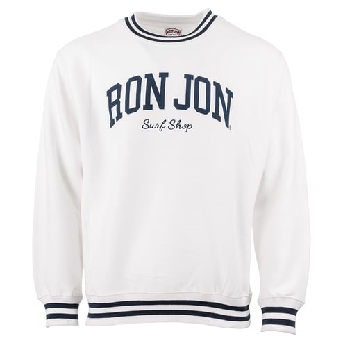 Ron Jon White Varsity Crew Neck Pullover