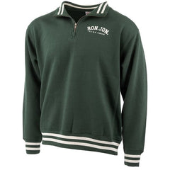 Ron Jon Forest Green and Ivory Varsity Quarter Zip Pullover