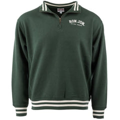 Ron Jon Forest Green and Ivory Varsity Quarter Zip Pullover