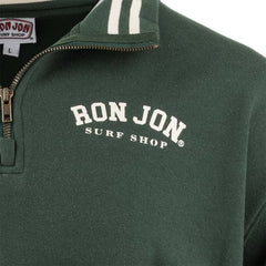 Ron Jon Forest Green and Ivory Varsity Quarter Zip Pullover