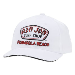 Ron Jon Pensacola FL White Full Badge Cap