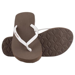 Ron Jon Women's White and Brown Thin Strap Sandal