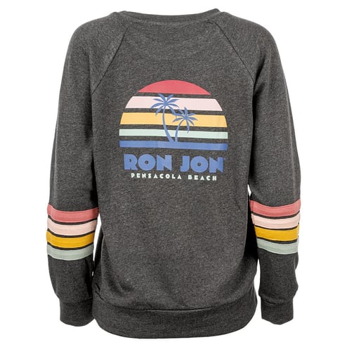 Ron Jon Women's Pensacola Beach FL Allana Stripe Crew Neck Pullover