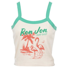 Ron Jon Women's Flamingo Ringer Crop Tank Top