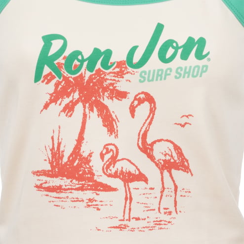 Ron Jon Women's Flamingo Ringer Crop Tank Top