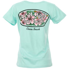 Ron Jon Women's Cocoa Beach FL Distressed Hibiscus Badge Tee
