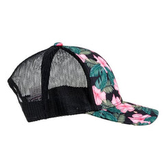 Ron Jon Women's Hibiscus Black/Pink Trucker Hat